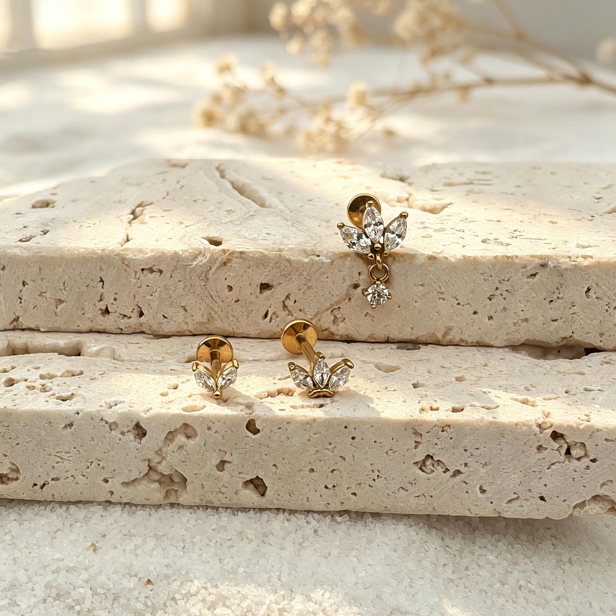 Marquise CZ Stud Earrings — Petal-Like Sparkle for Your Ear Stack