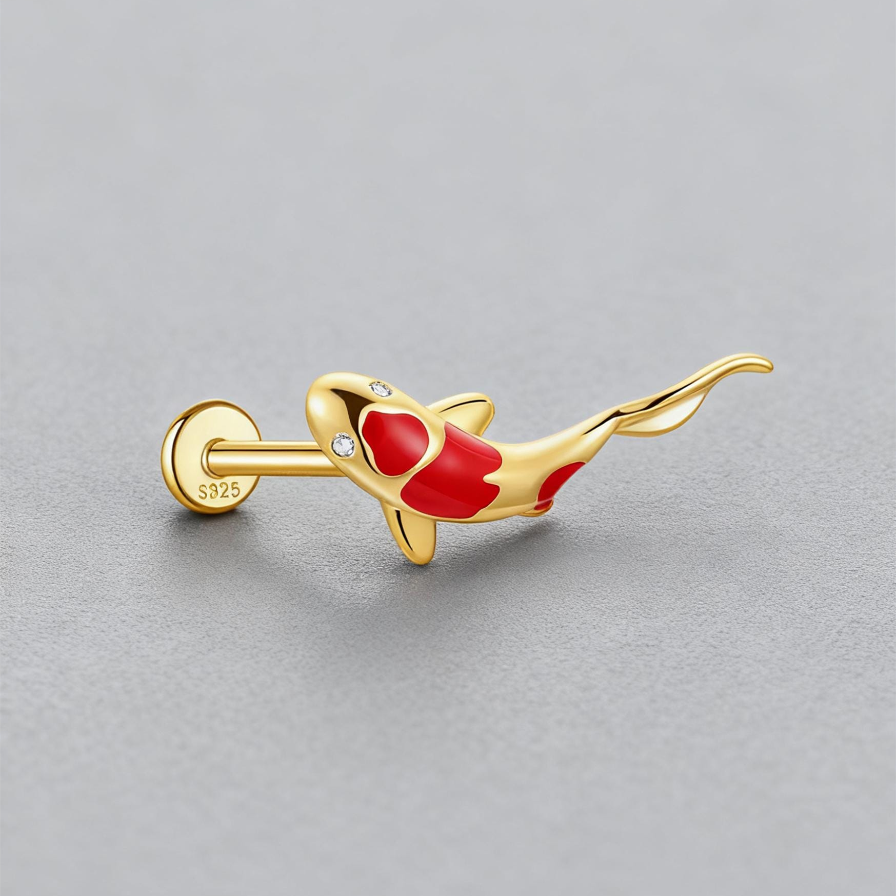 Sterling Silver Koi Fish Stud Earring (1 PC)