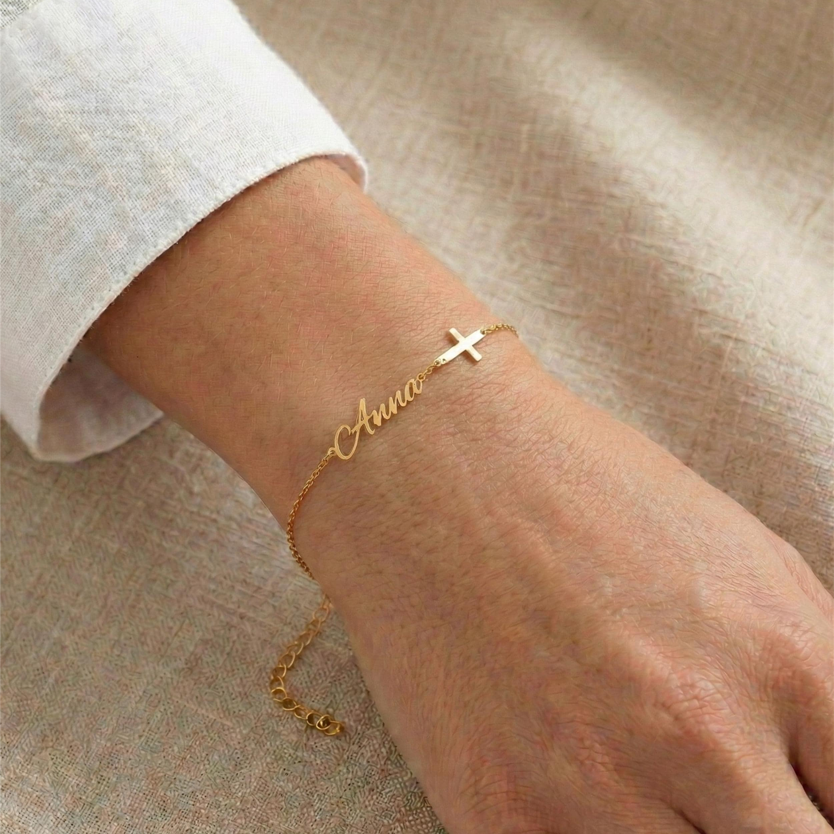 Personalized Name Cross Bracelet