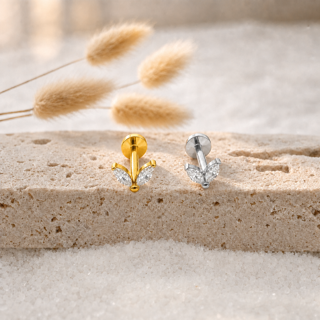 Marquise CZ Stud Earrings — Petal-Like Sparkle for Your Ear Stack