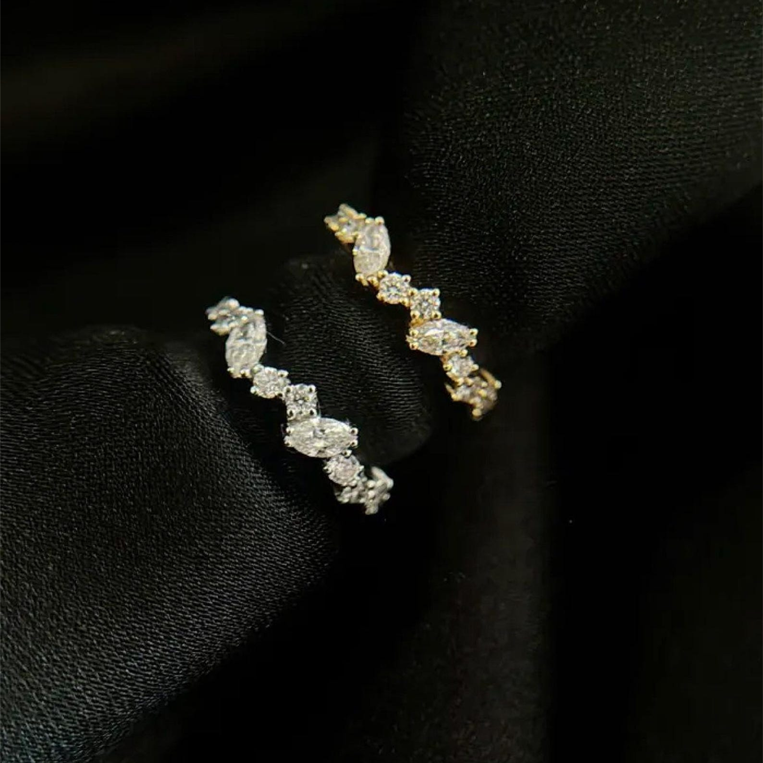 Marquise CZ Irregular Huggie Hoops