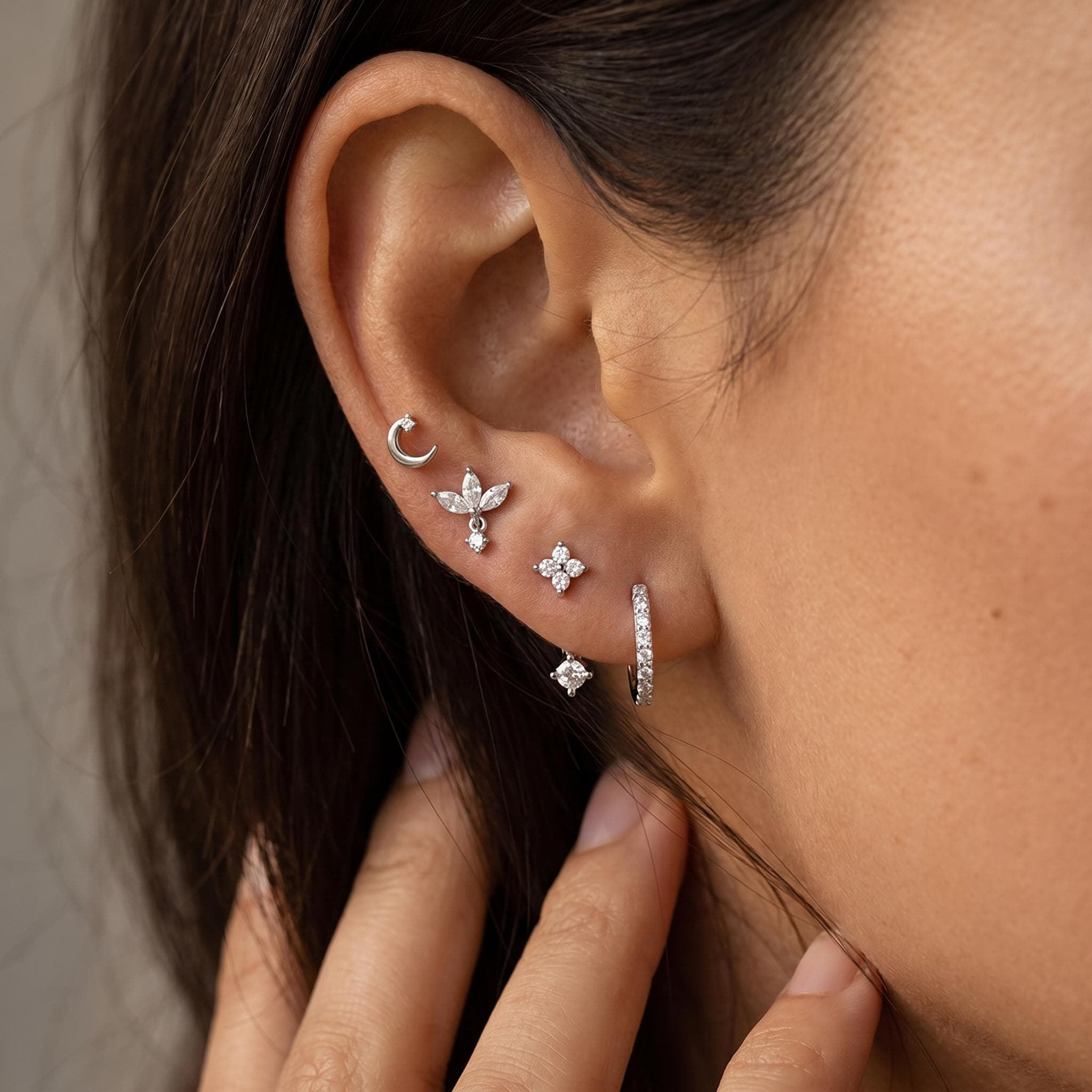 Dainty CZ Dangle Earring Set