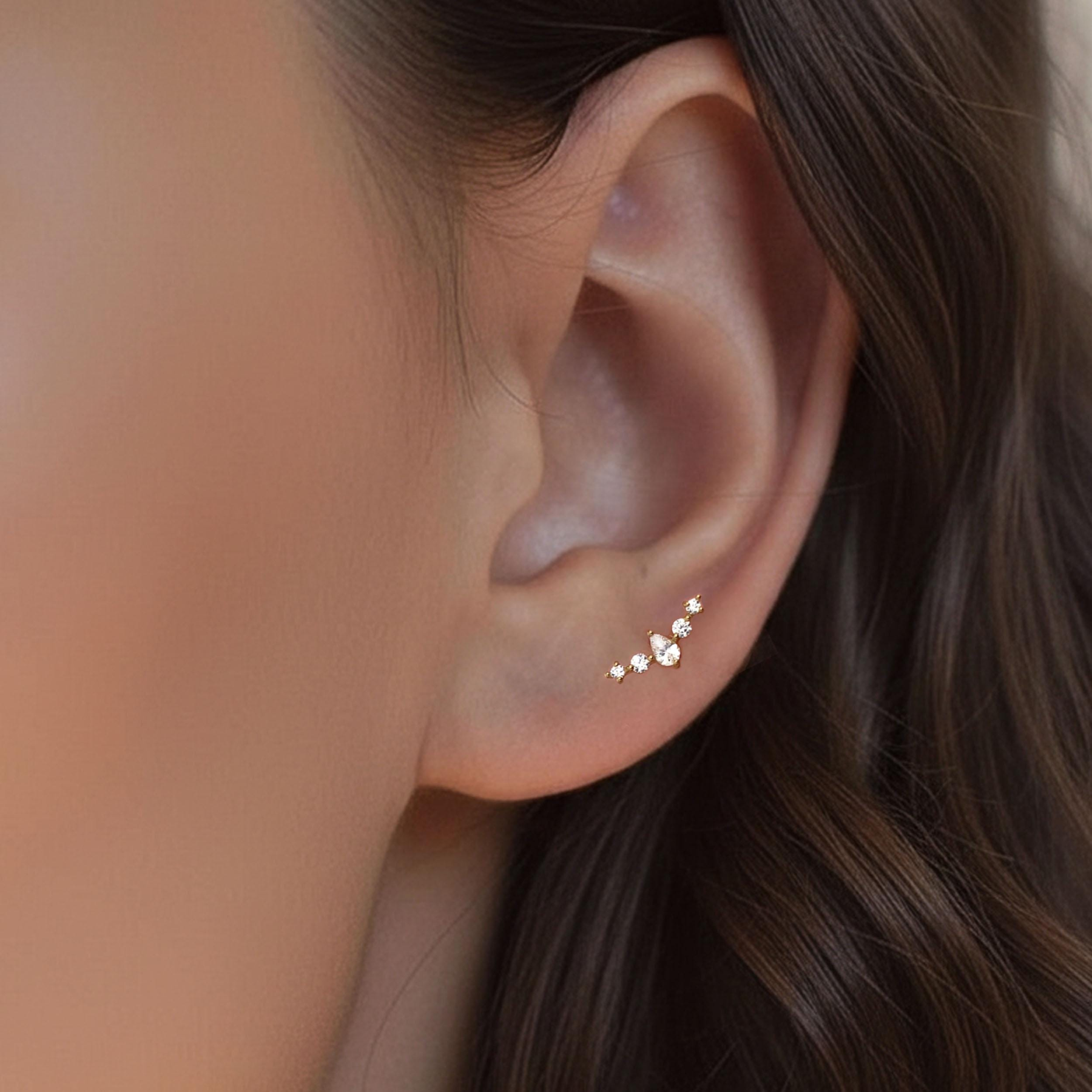 Sterling Silver Cz Climber Labret (1 PC)