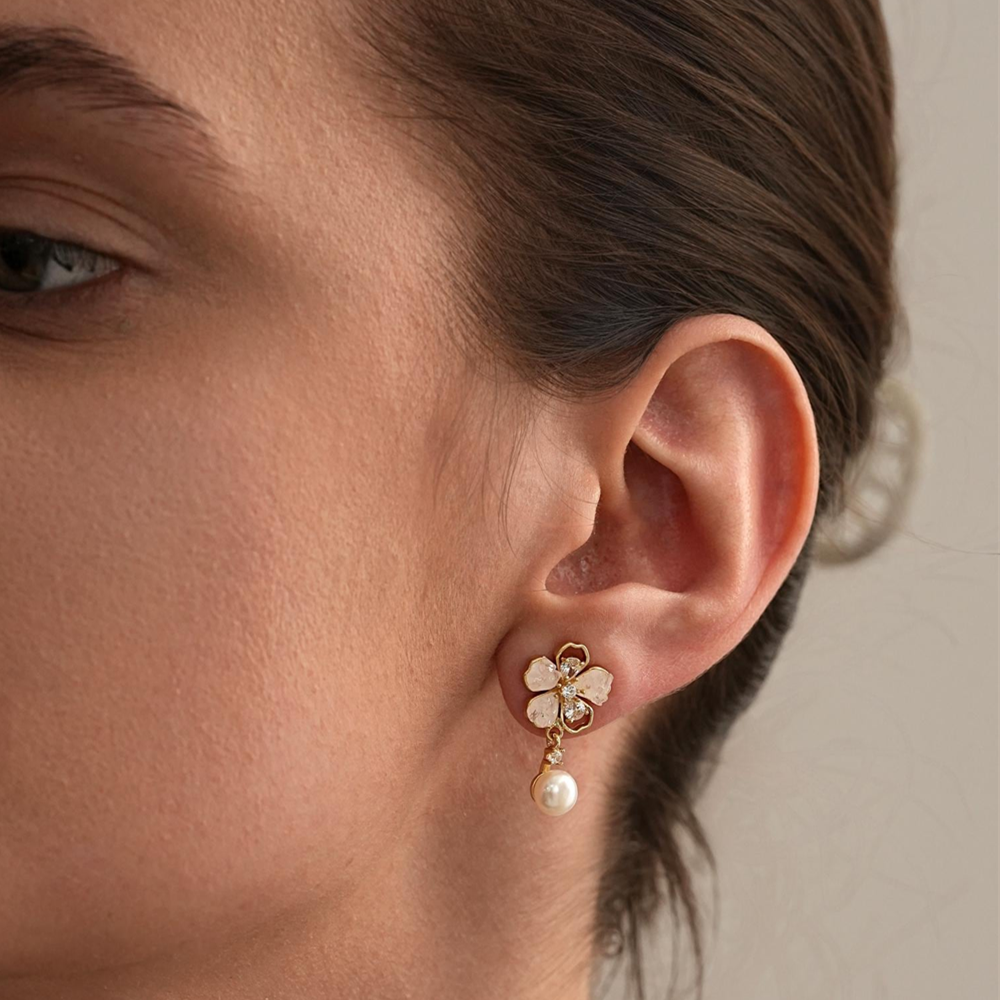Blooming Pearl Flower Earrings