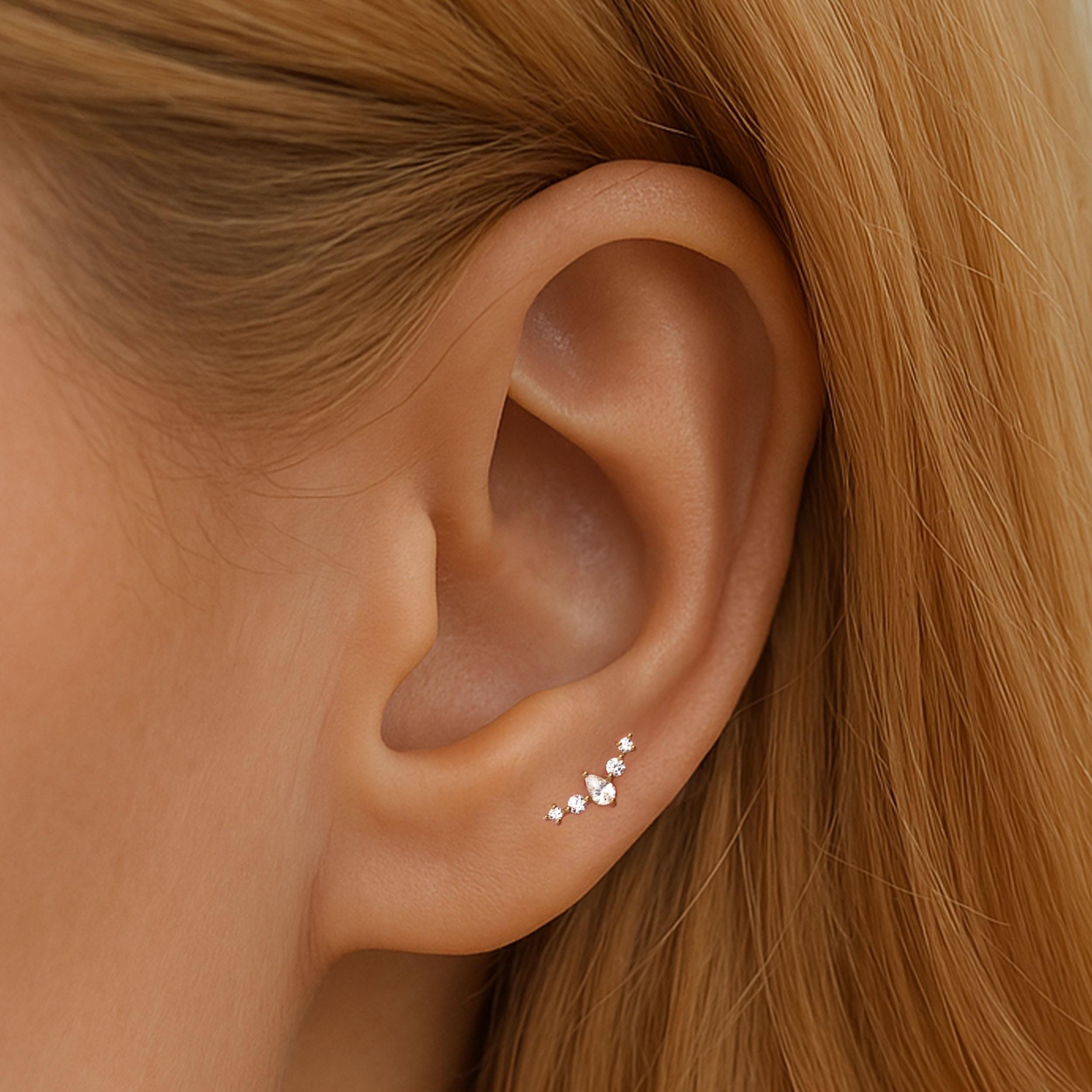 Sterling Silver Cz Climber Labret (1 PC)