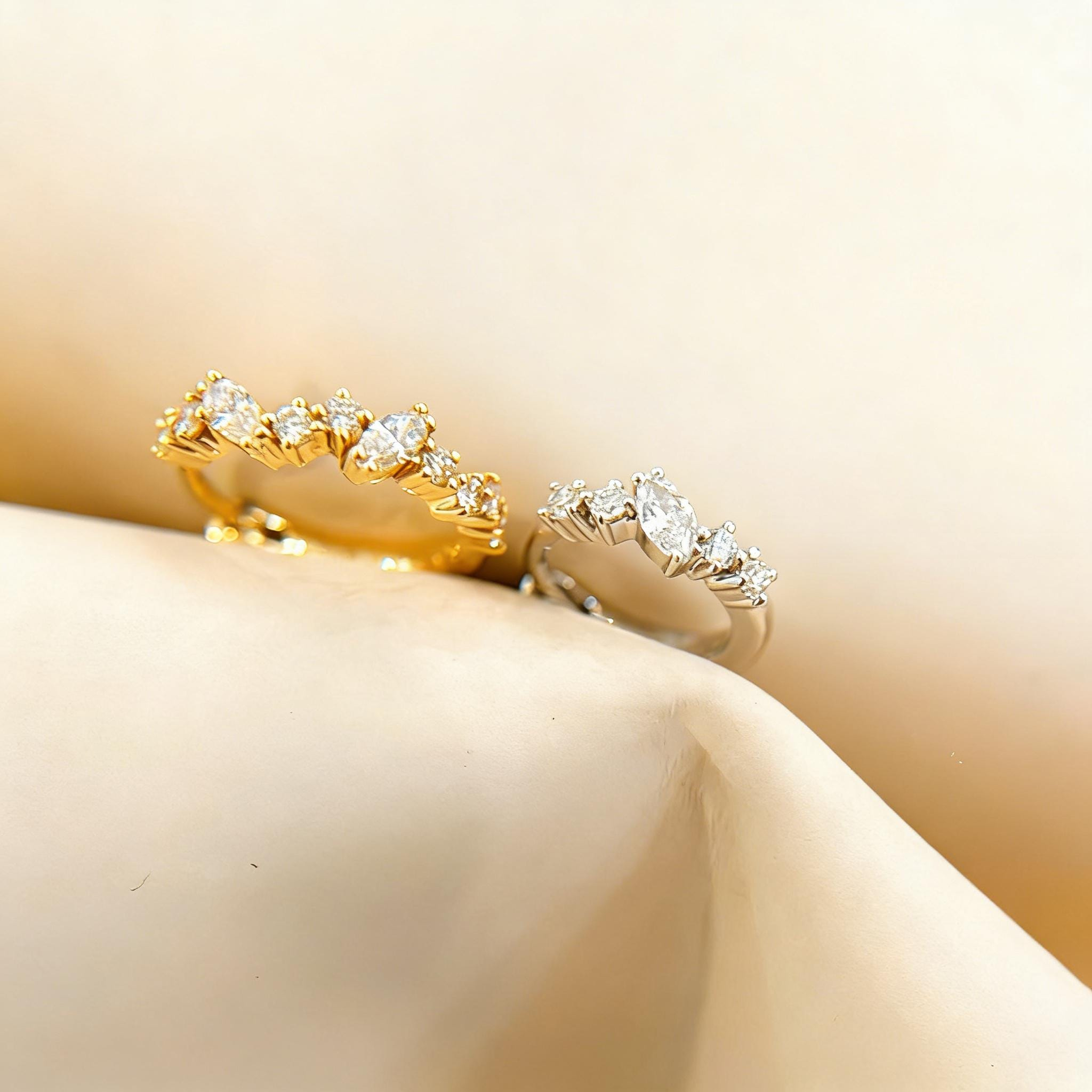 Marquise CZ Irregular Huggie Hoops