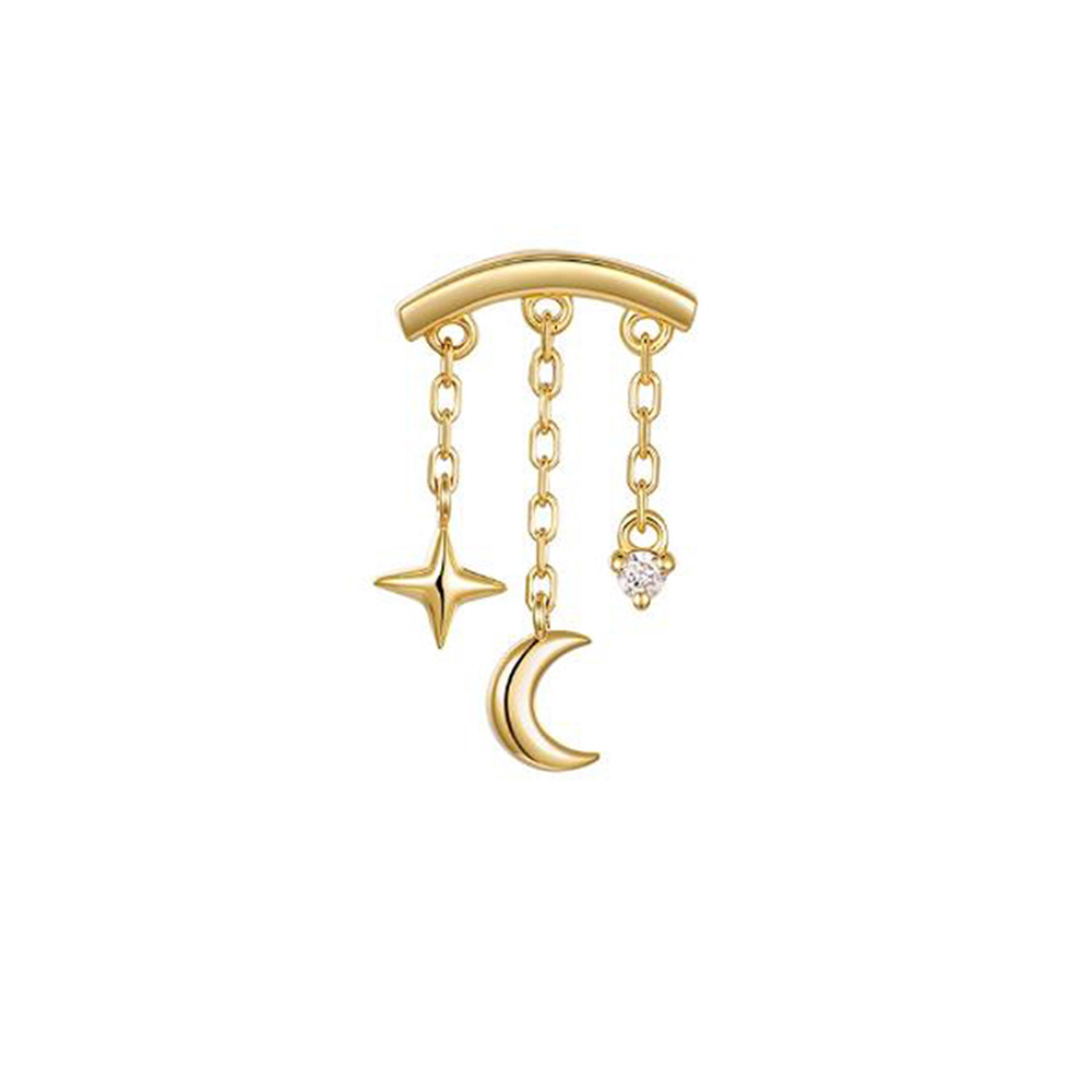 Hidden Chain Moon & Star Flat Back Stud