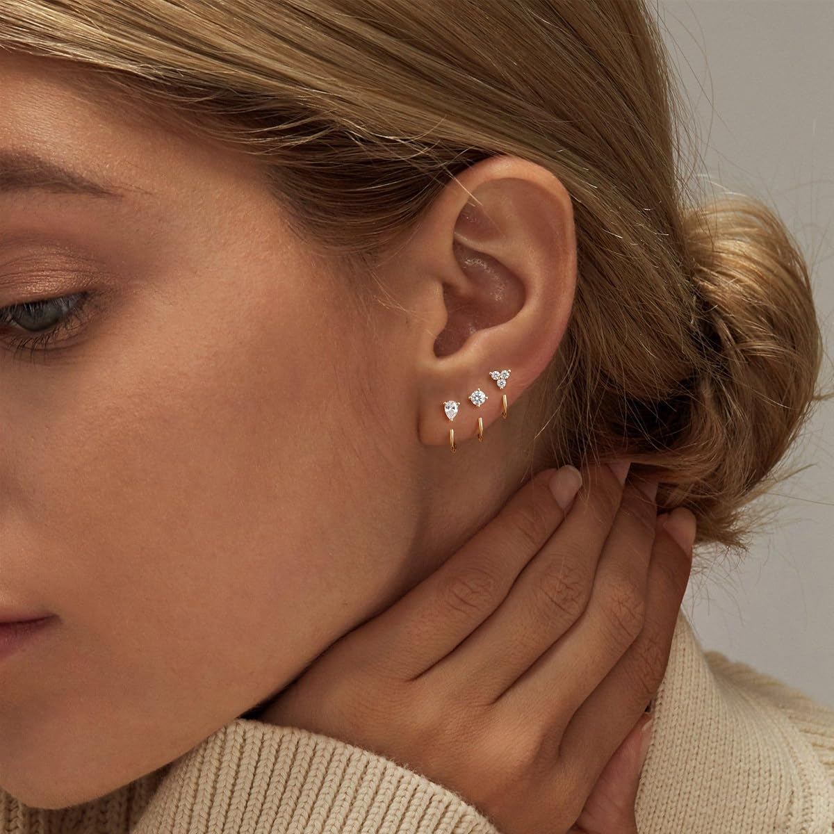 Backless Half Hoop Earrings — Tiny Sparkle, Floating Shine