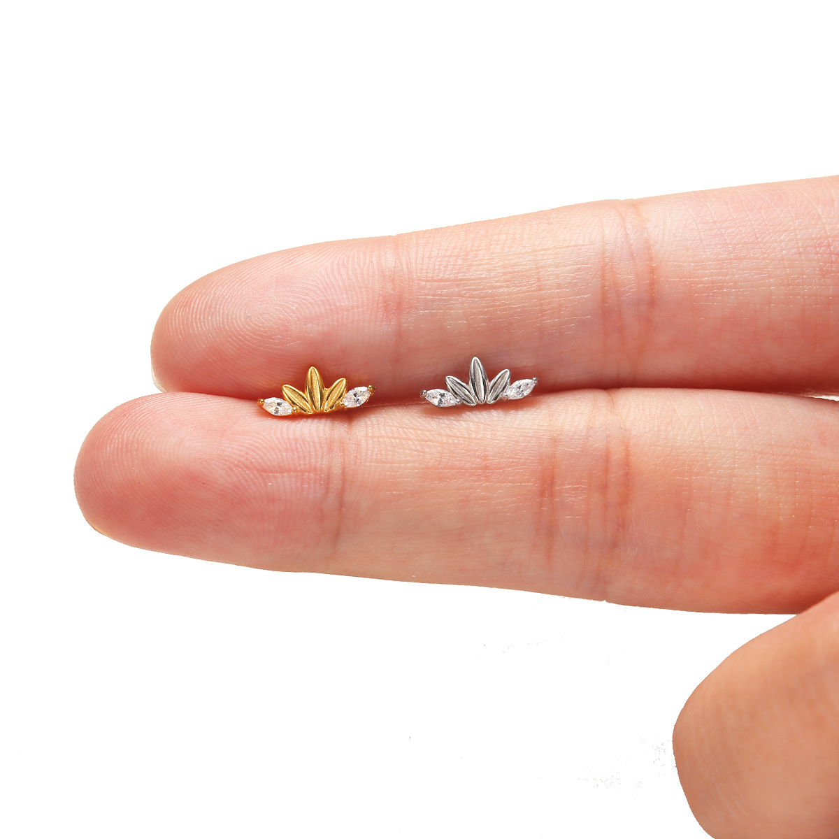 Delicate Floral CZ Flat Back Stud