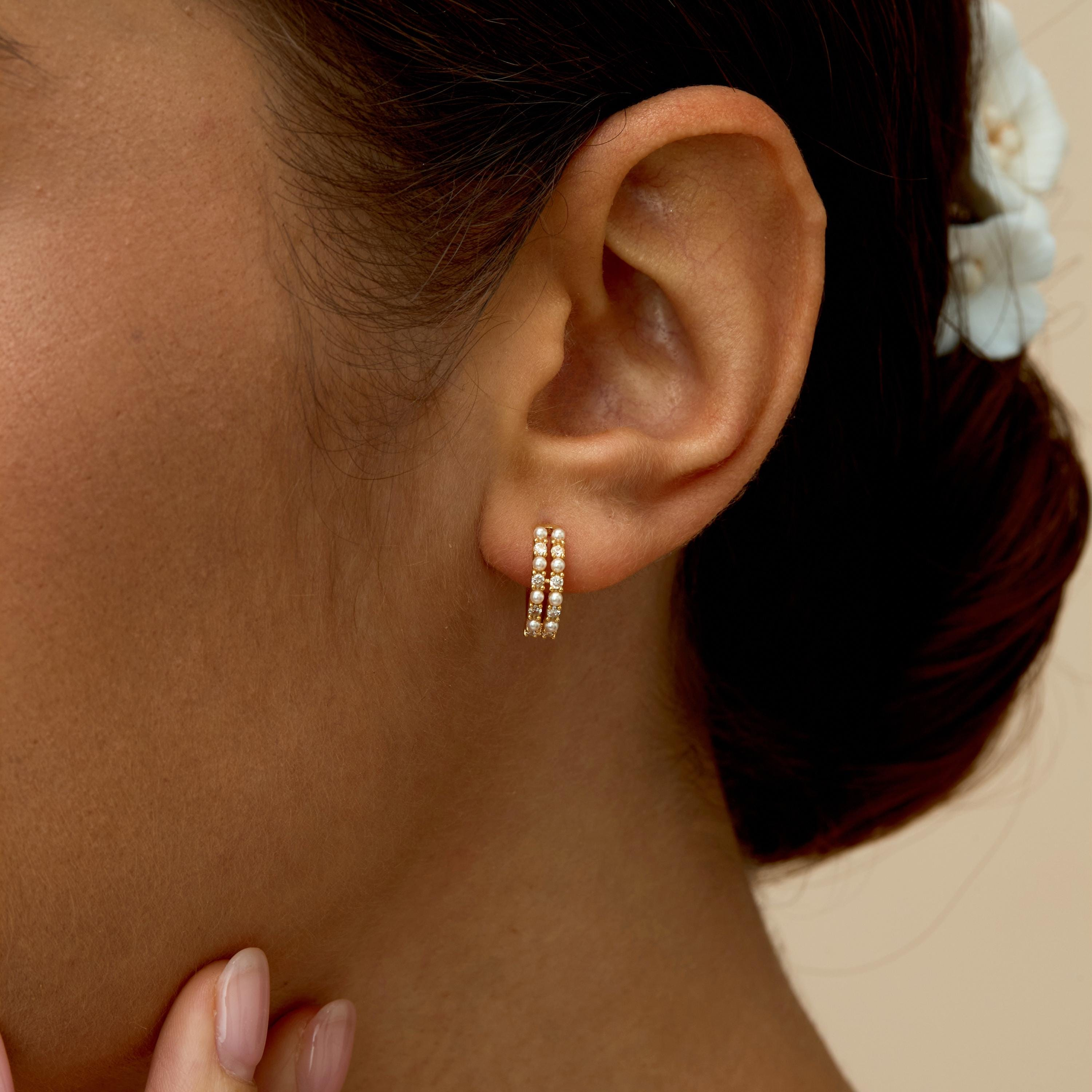 Diamond Pearl Earrings(2 PCS)