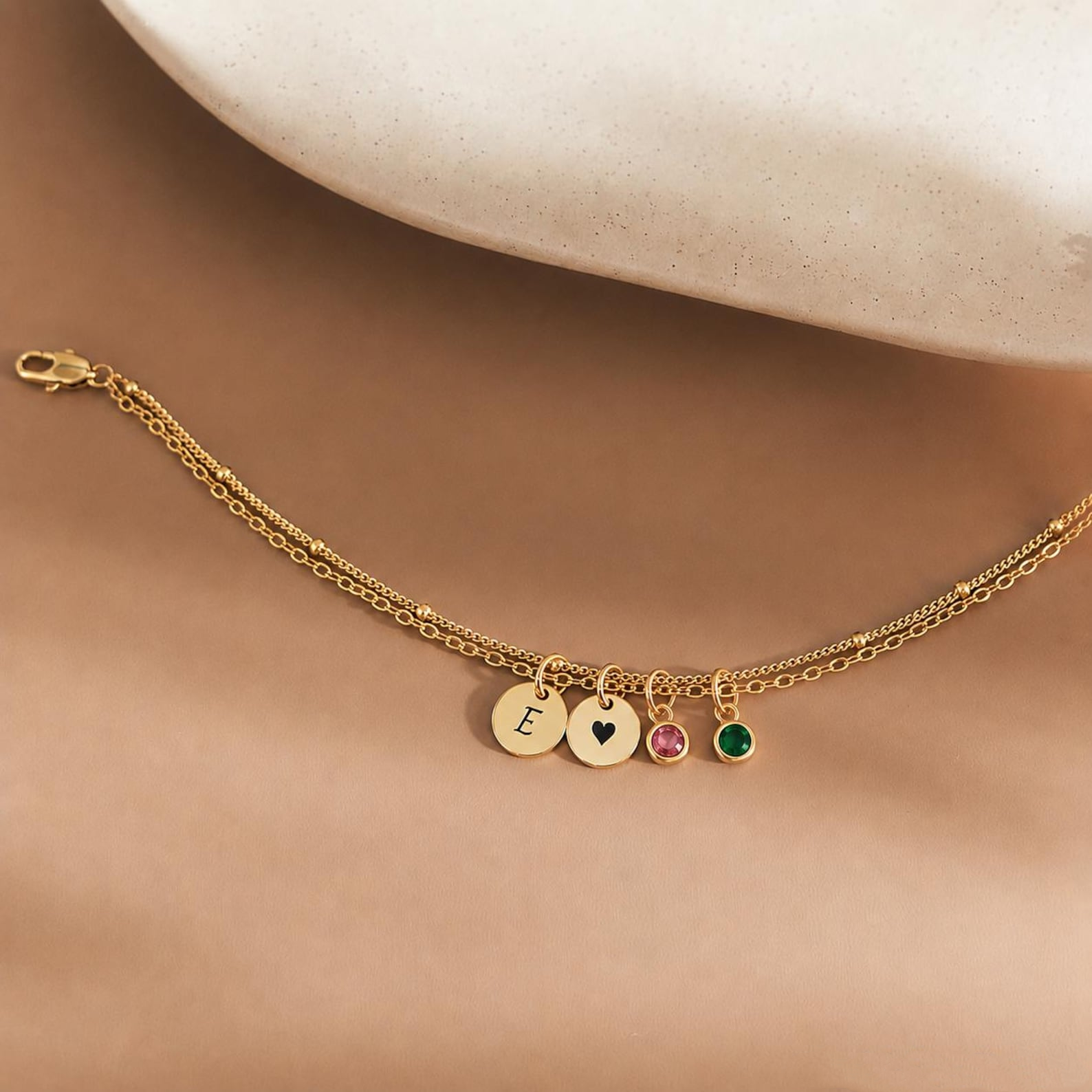 Initial Birthstone Bracelet — A Tiny Charm of Meaning