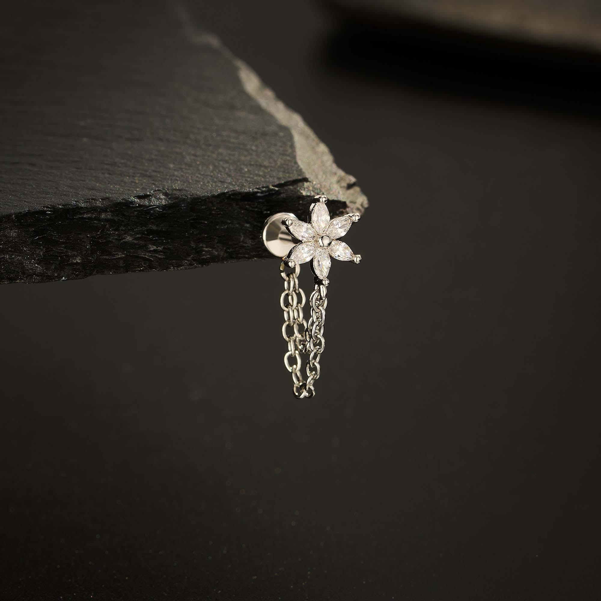 Flower CZ Flat Back Stud