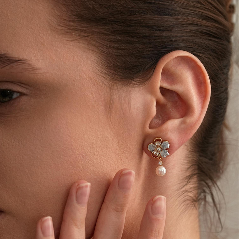 Blooming Pearl Flower Earrings