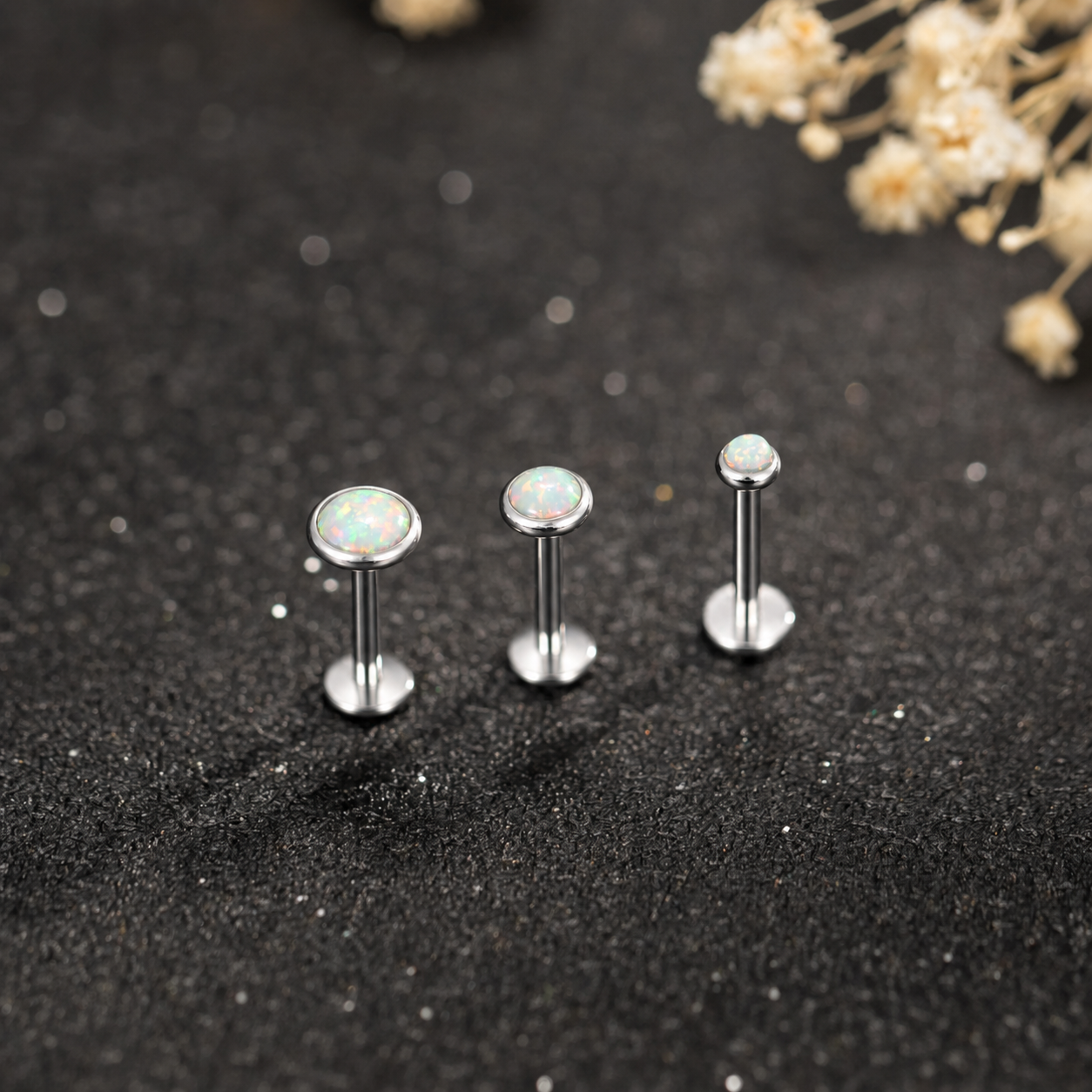 Bezel Opal Flat Back Studs — A Tiny Dream Glow