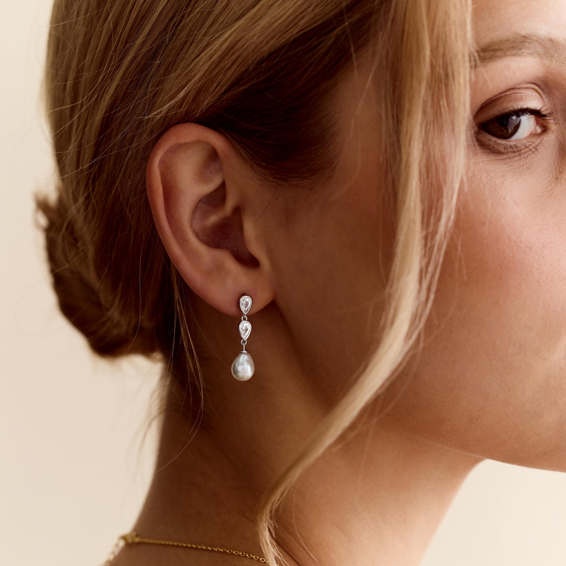 Pearl & Diamond Drop Earrings