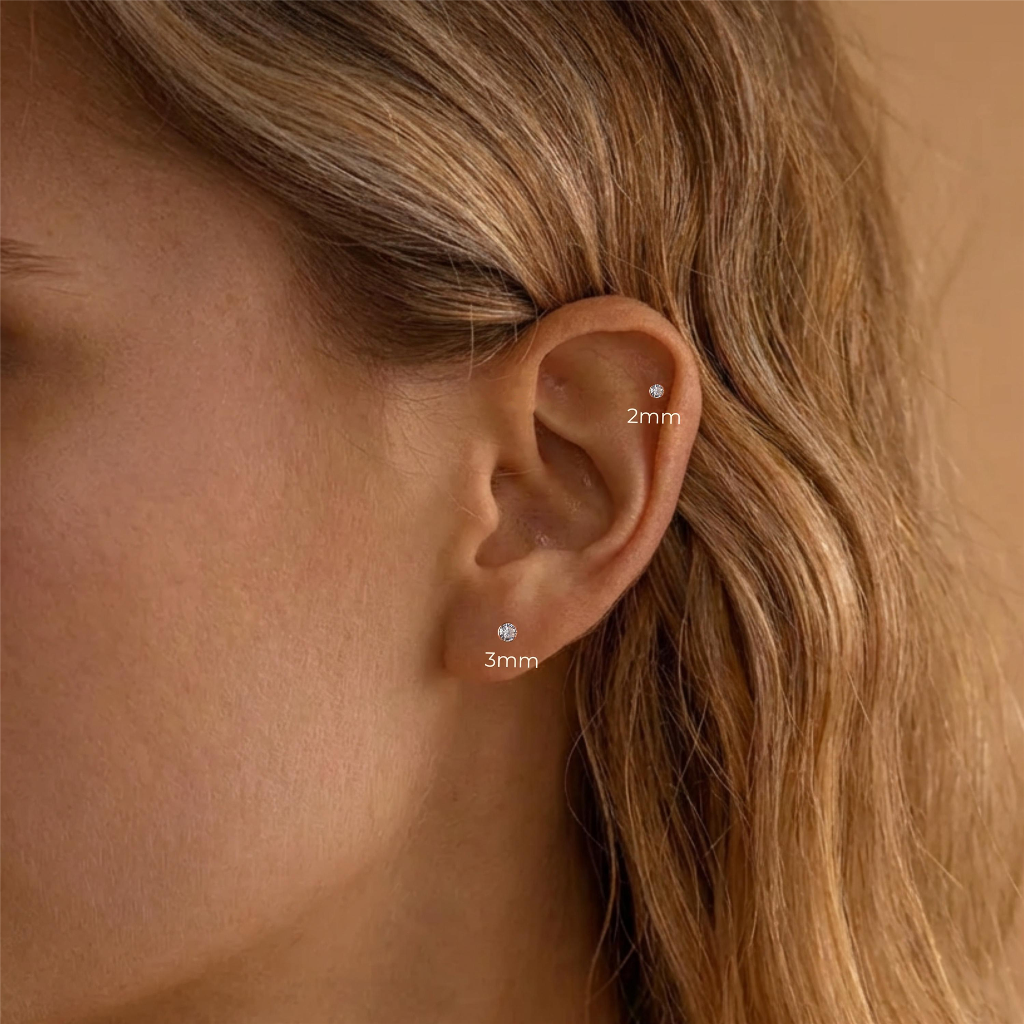 Tiny Bezel CZ Flat Back Stud