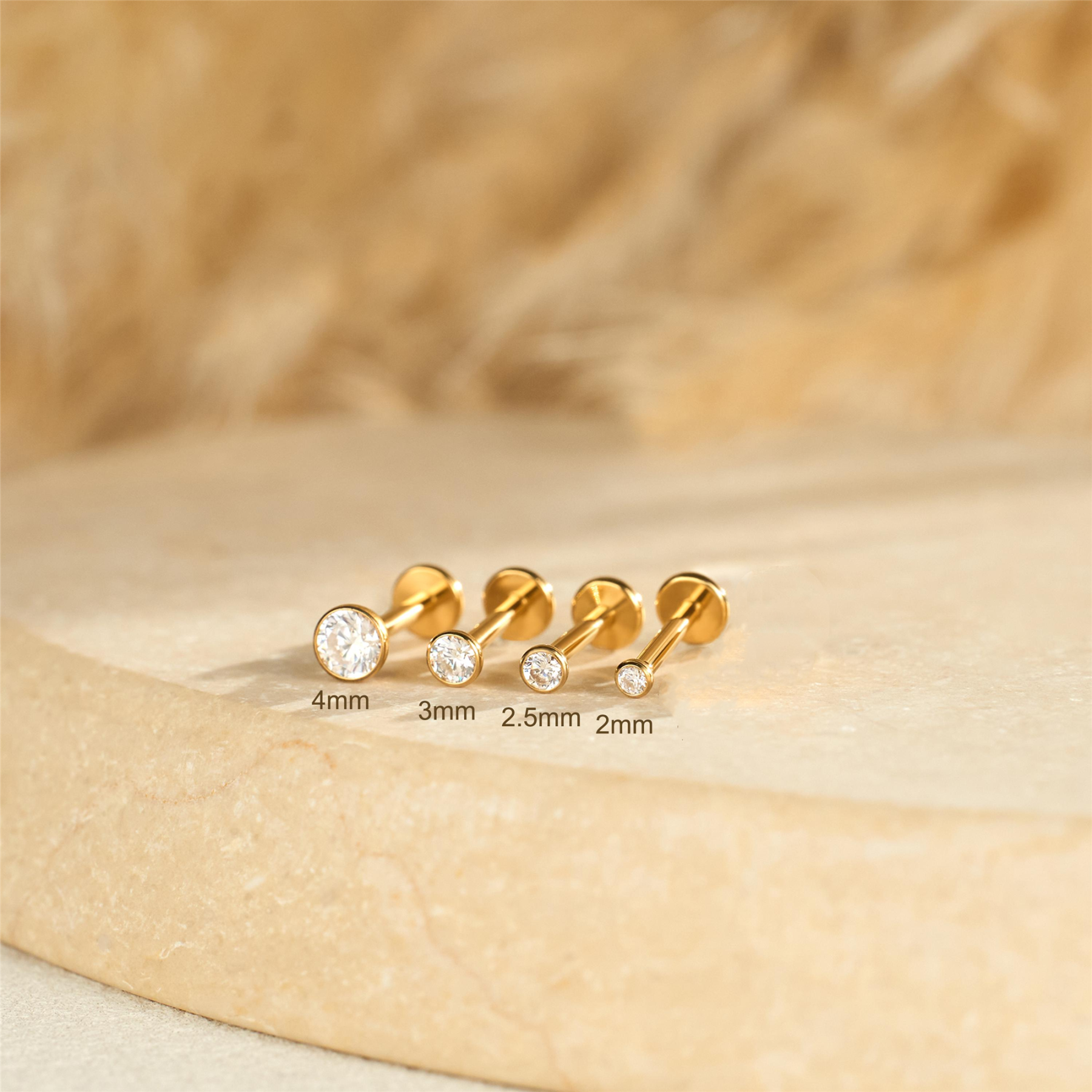 Tiny Bezel CZ Flat Back Stud