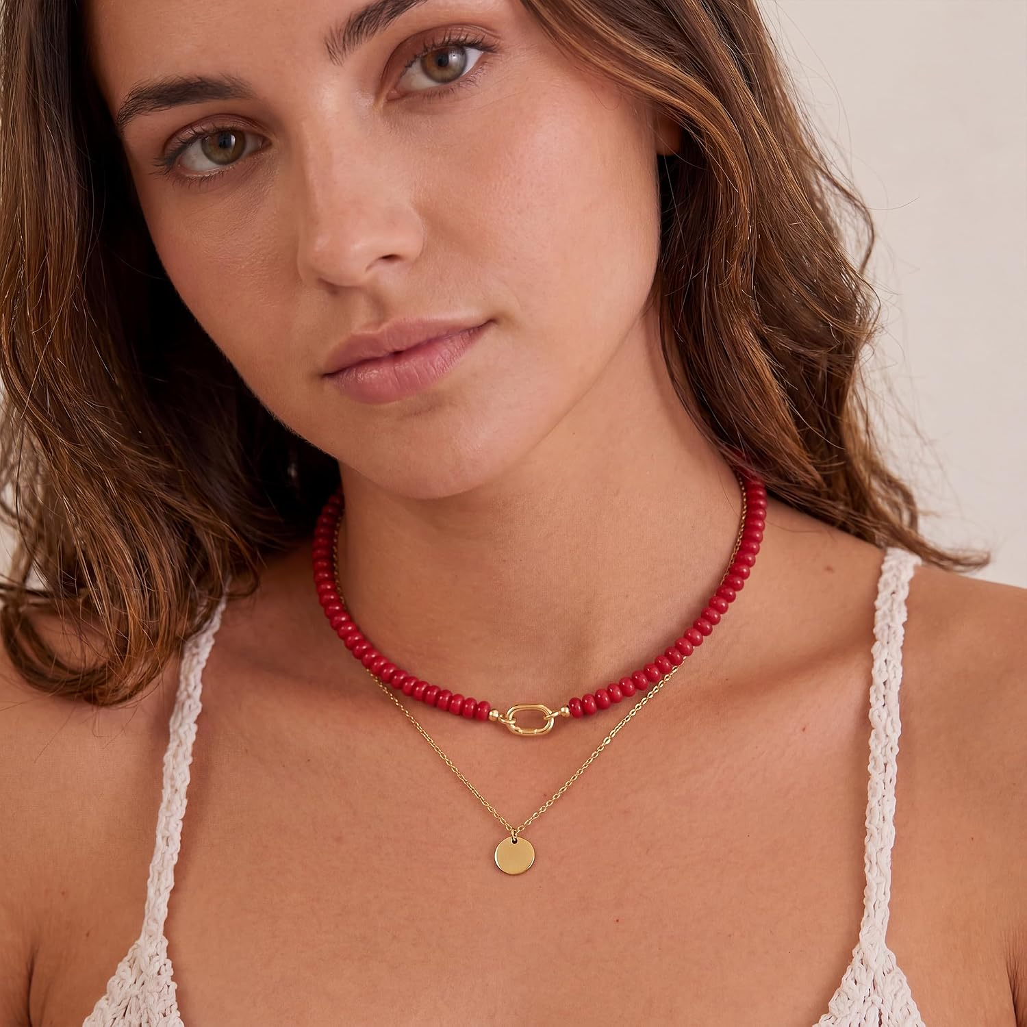 Natural Gemstone Beaded Necklace — A Bold Glow at Your Collarbone