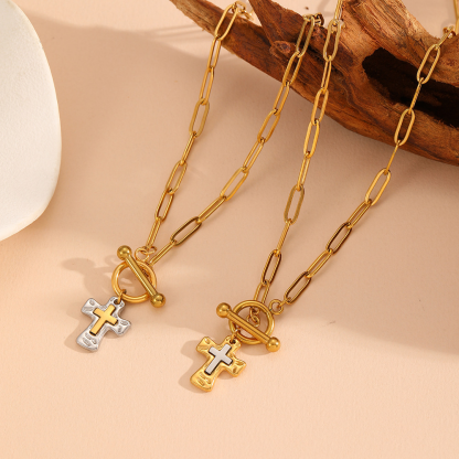 Hammered Cross Necklace