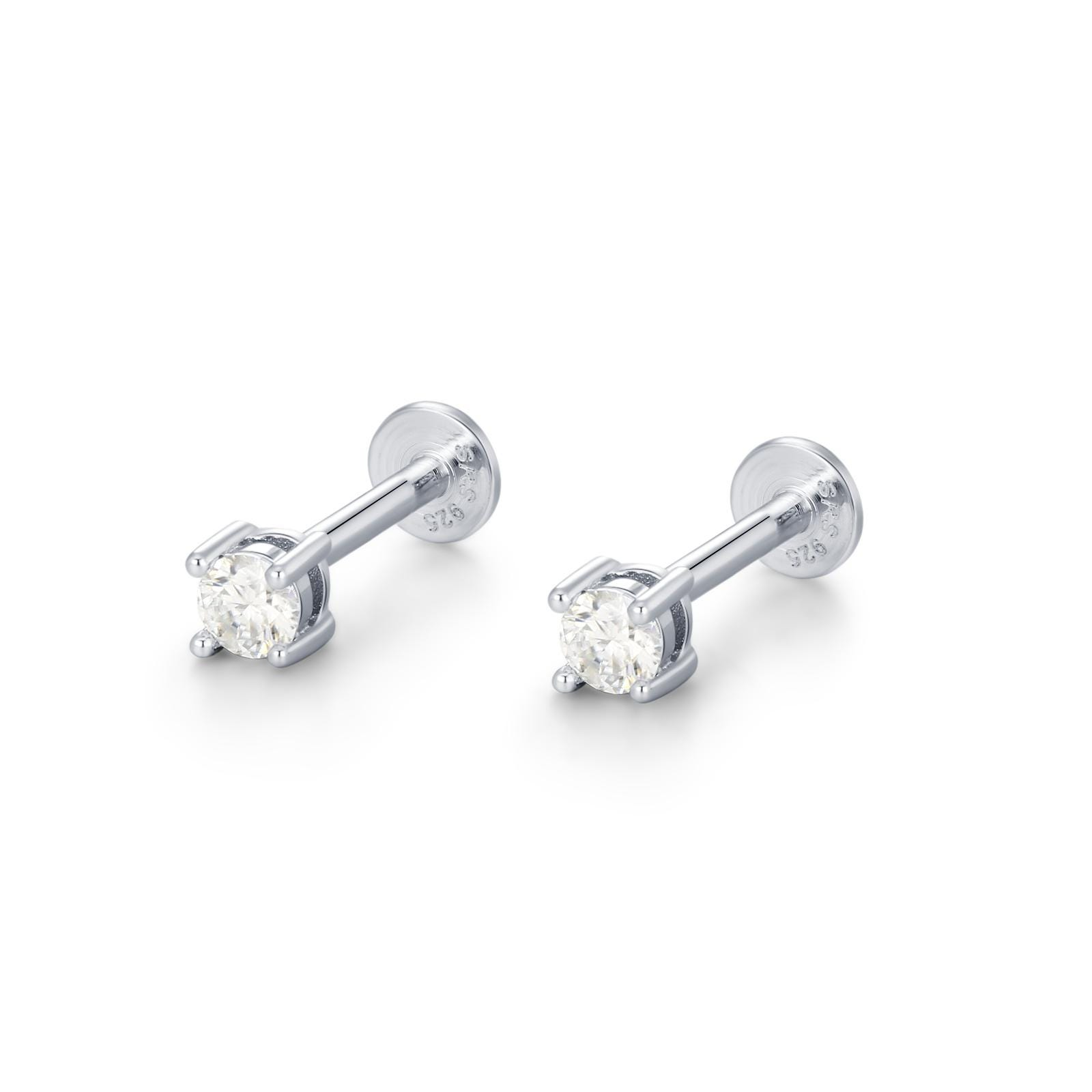3MM Moissanite Flat Back Labret Earring 