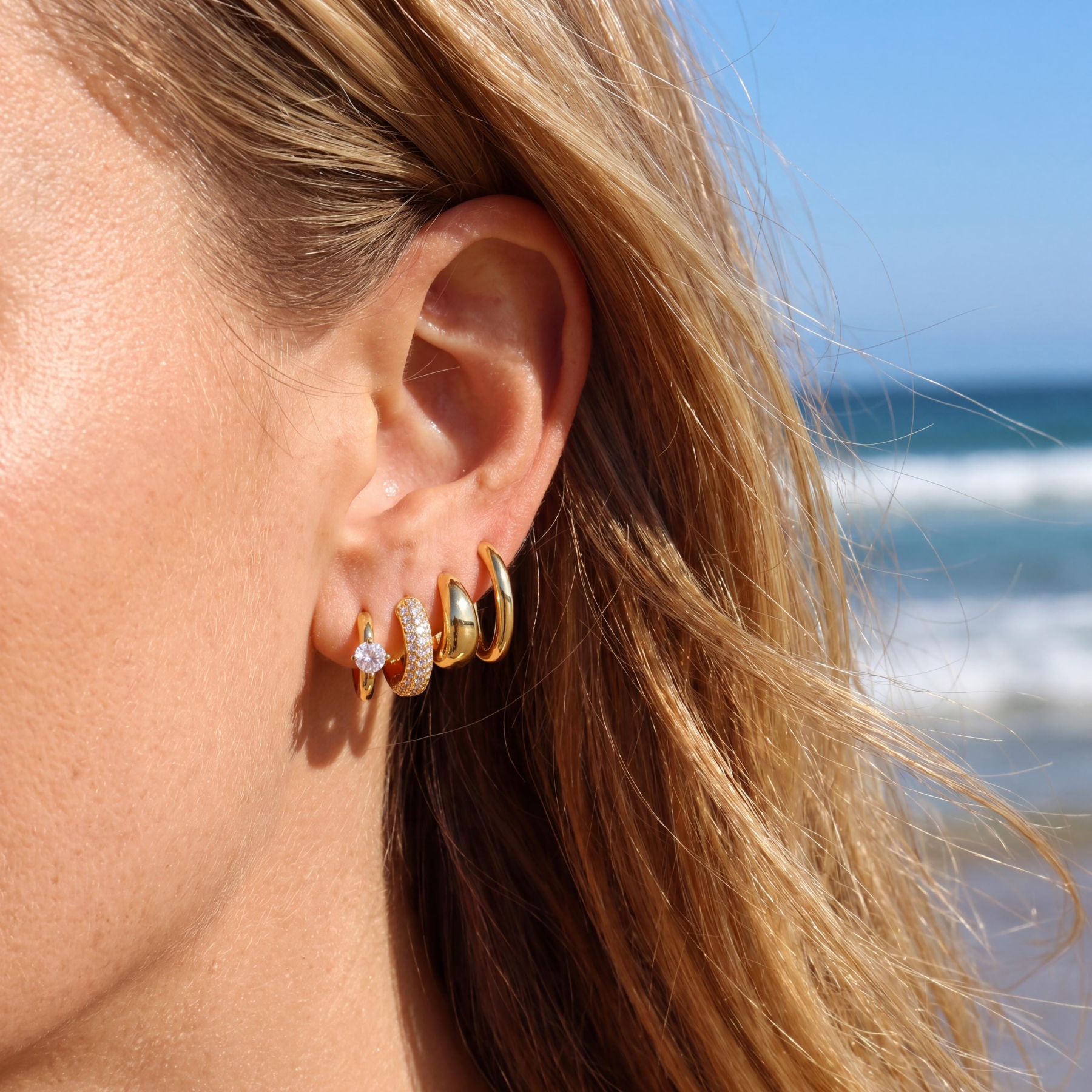 CZ Hoop Earring Set