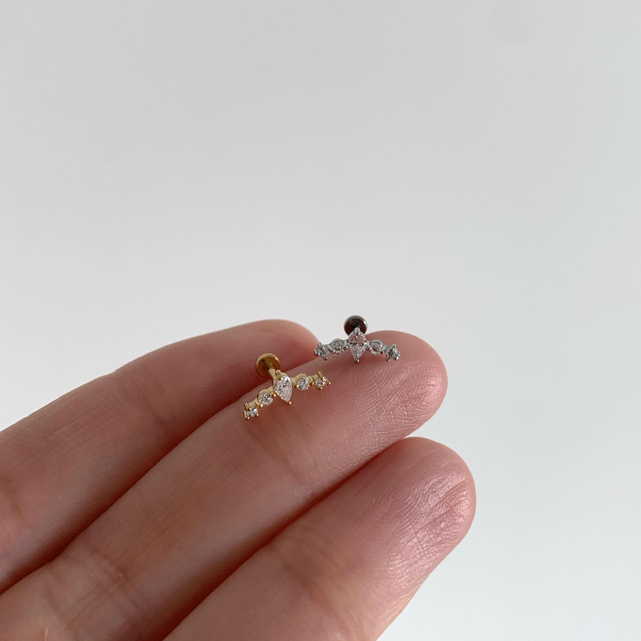 Sterling Silver Cz Climber Labret (1 PC)