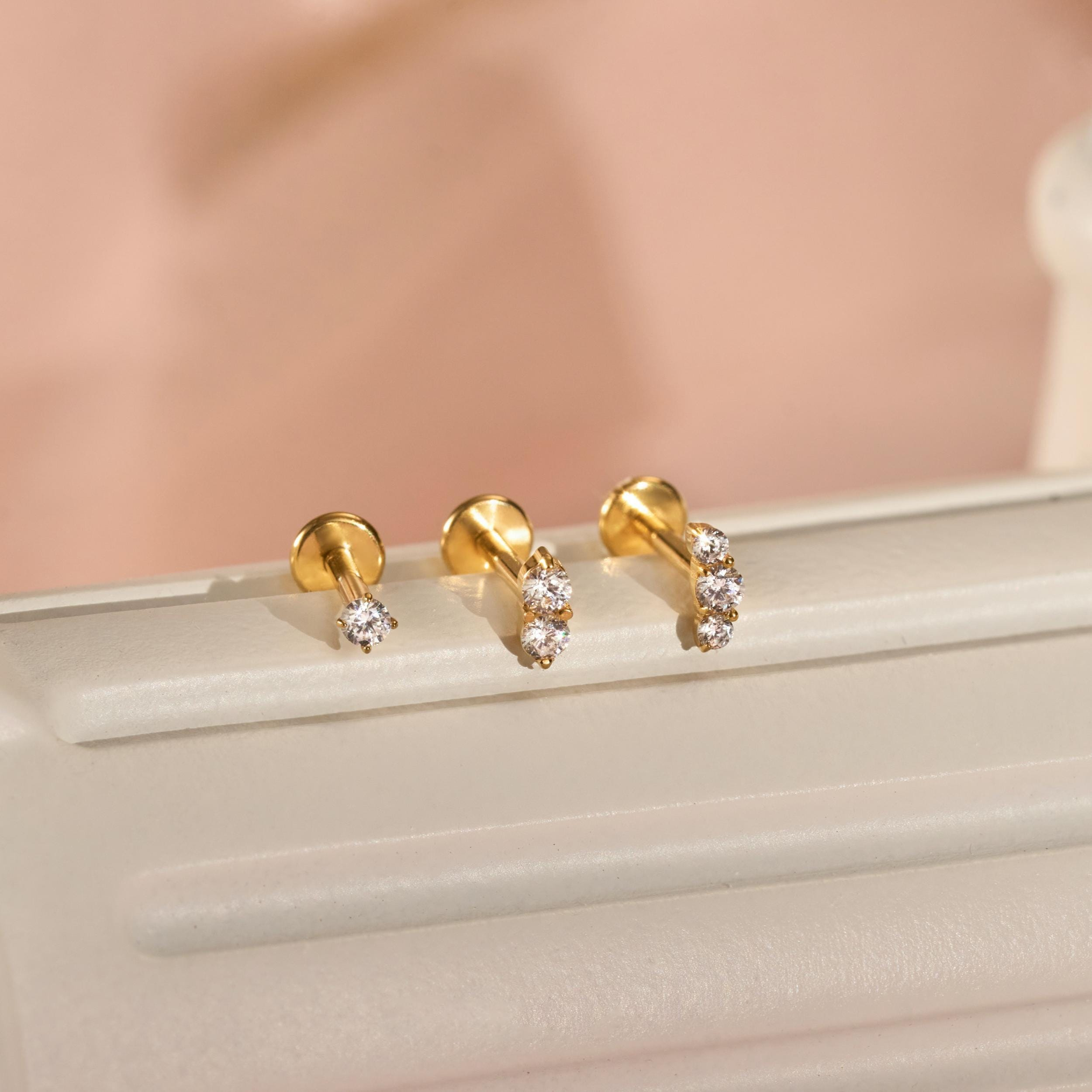 Tiny CZ Flatback Studs(2 PCS)