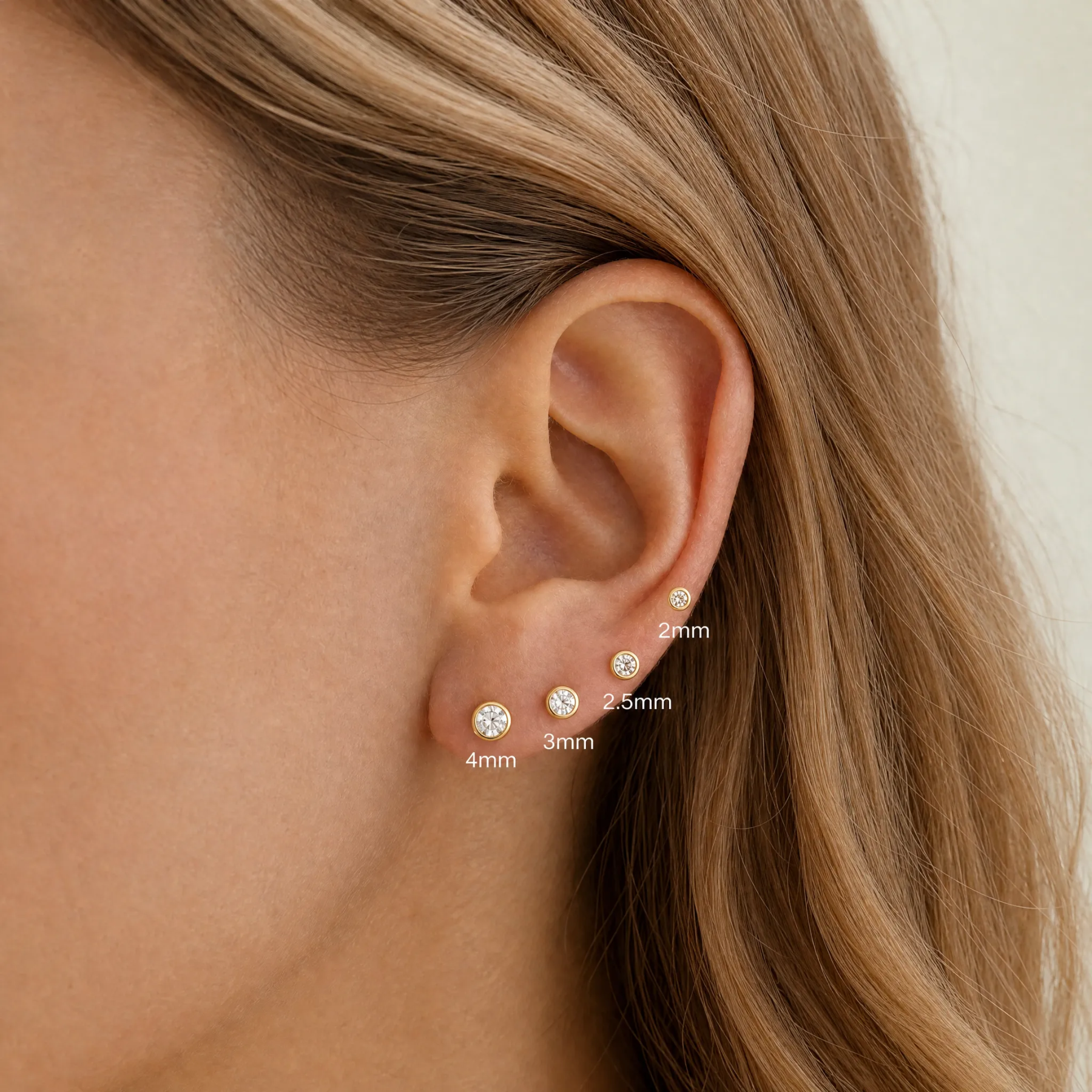 Tiny Bezel CZ Flat Back Stud