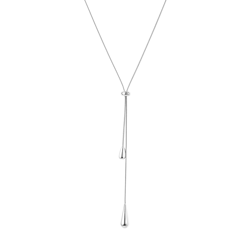 Long Teardrop Necklace — Soft Lines, Golden Elegance