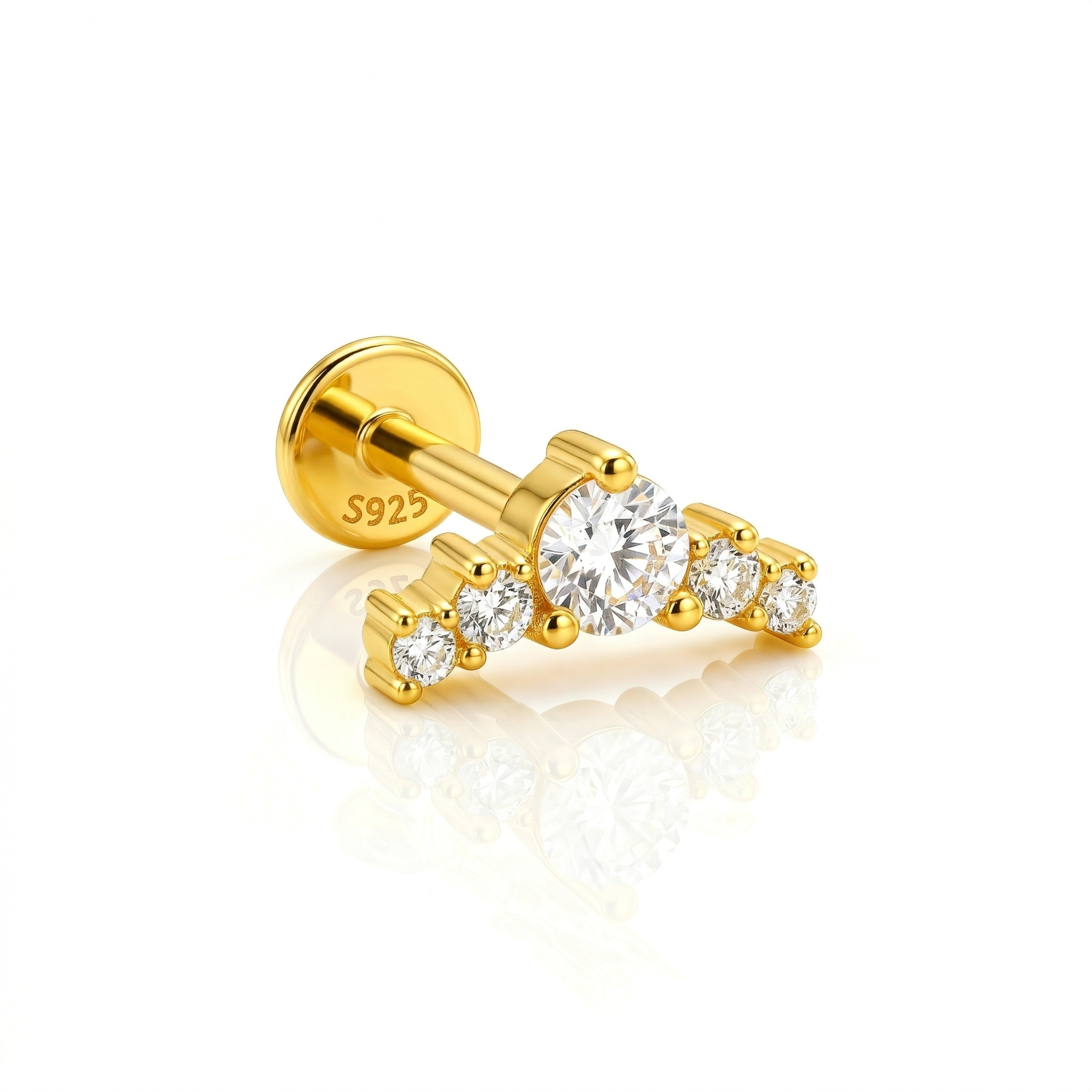 Sterling Silver CZ Climbing Threaded Lip Labret (1 PC)