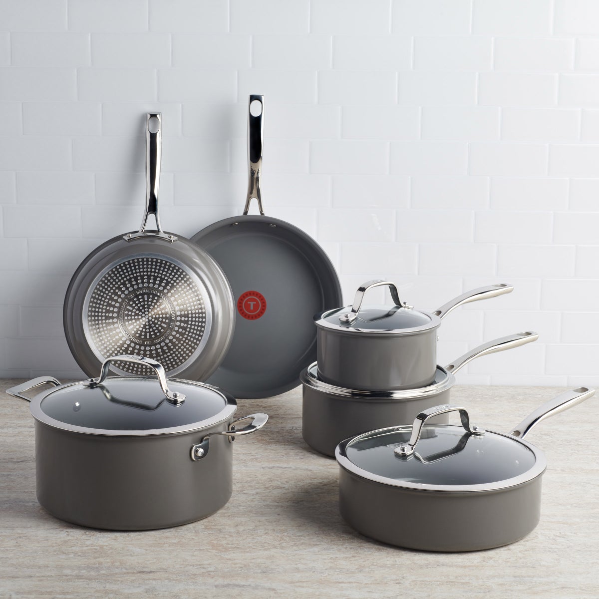 T-fthtal Excellence Ceramic Non-Stick Cookware Set, 10-piece