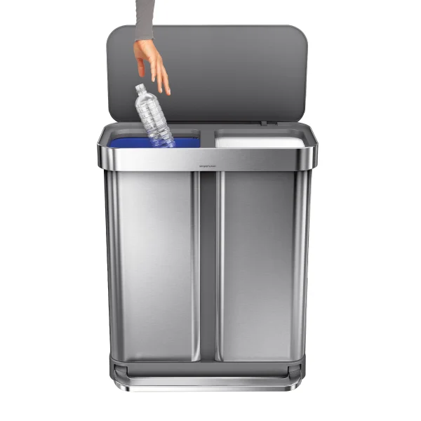 Simpleththuman 58L Dual Compartment Step Can with Plastic Lid