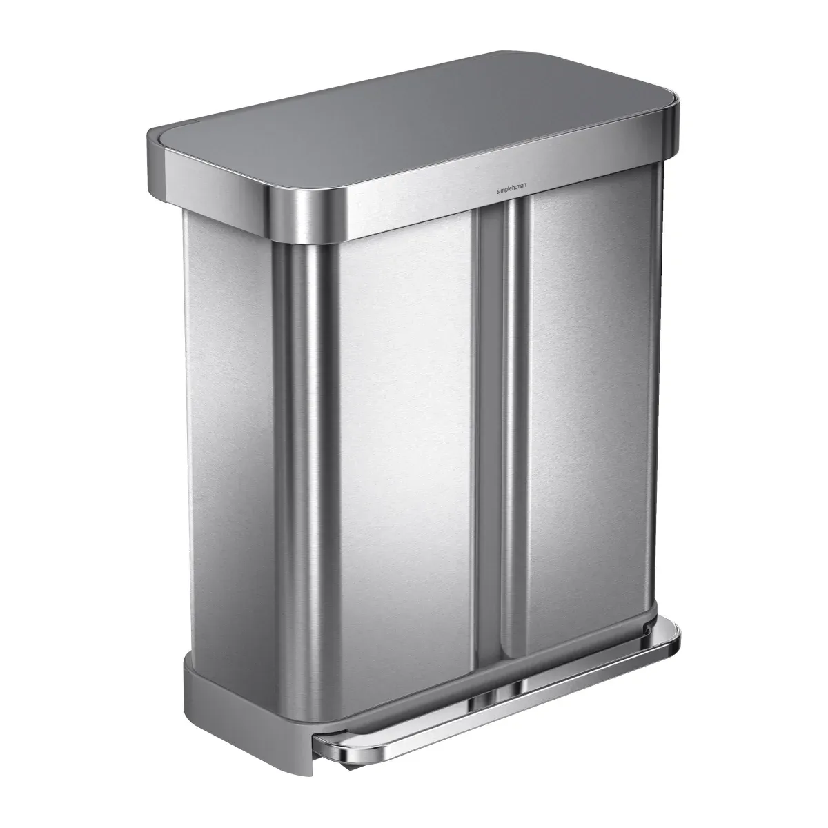 Simpleththuman 58L Dual Compartment Step Can with Plastic Lid