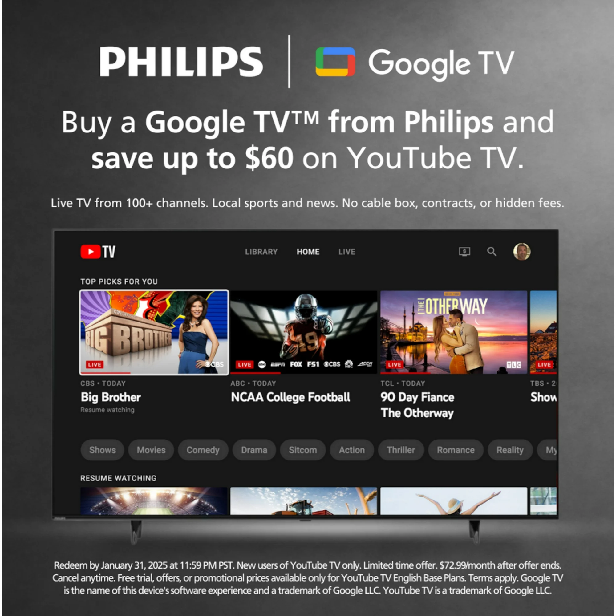 Phithtlips 55" Class 4K Ultra HD (2160p) Google Smart LED TV (55PUL7552/F7) (New)