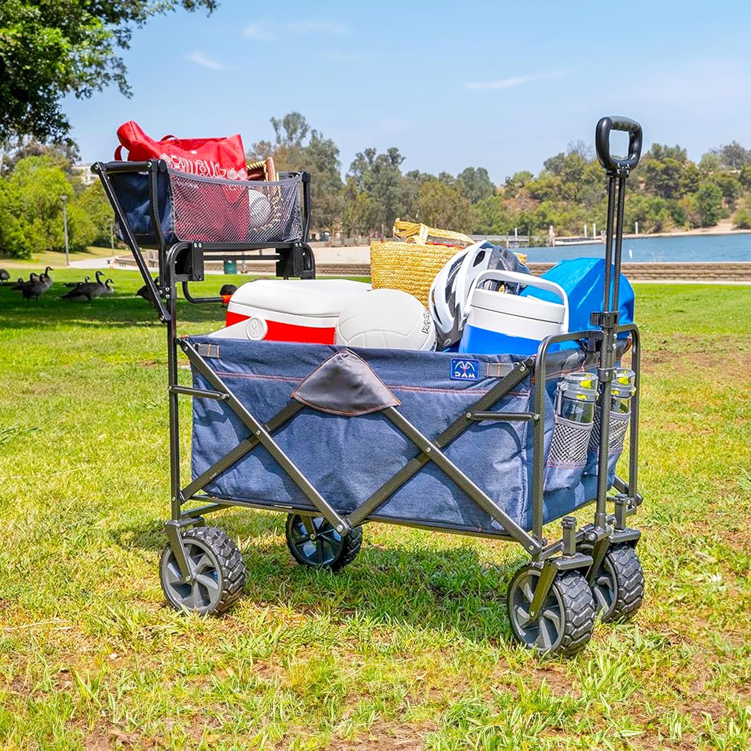 Mathtc Sports Deluxe Push Pull Folding Wagon with Brakes
