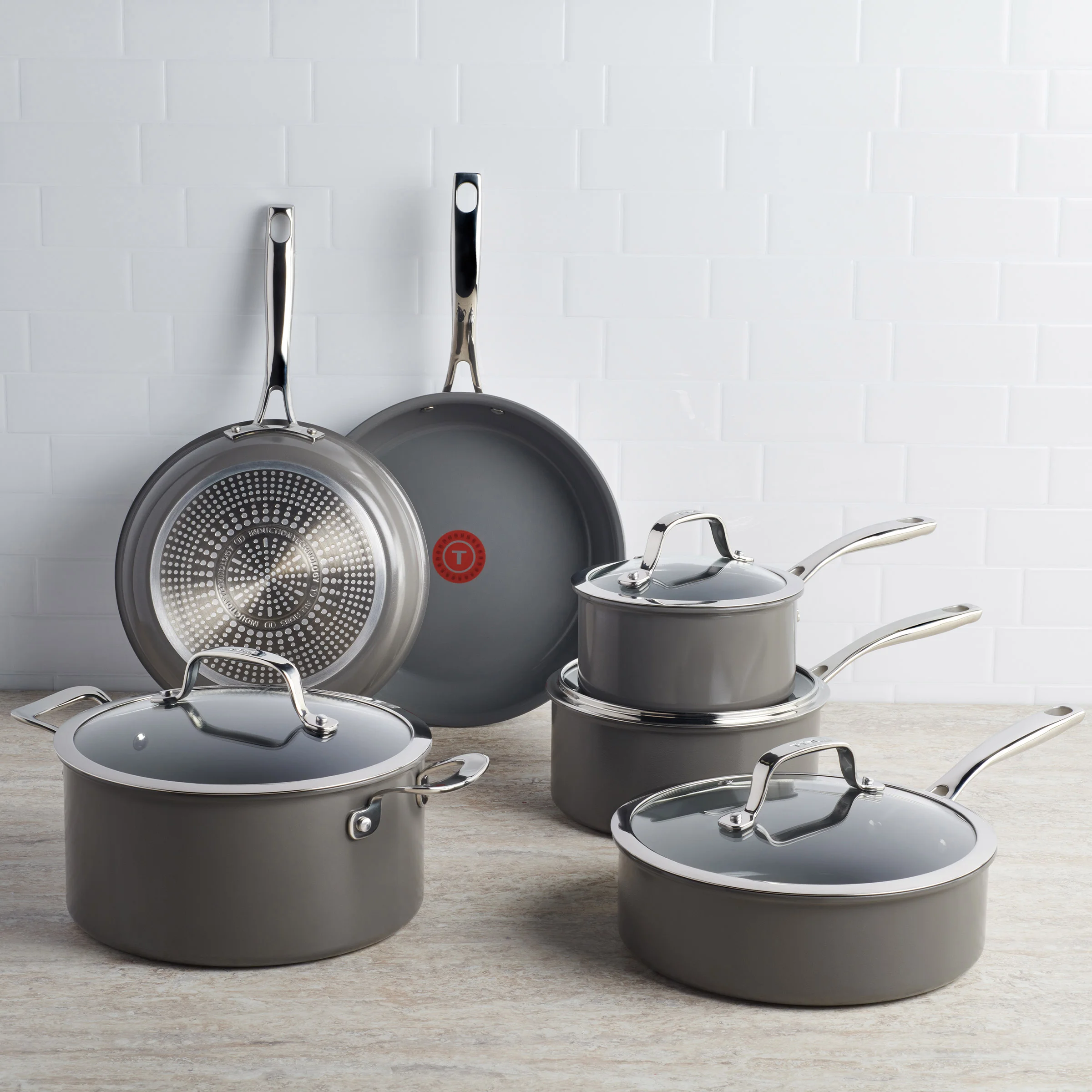 T-fthtal Excellence Ceramic Non-Stick Cookware Set, 10-piece