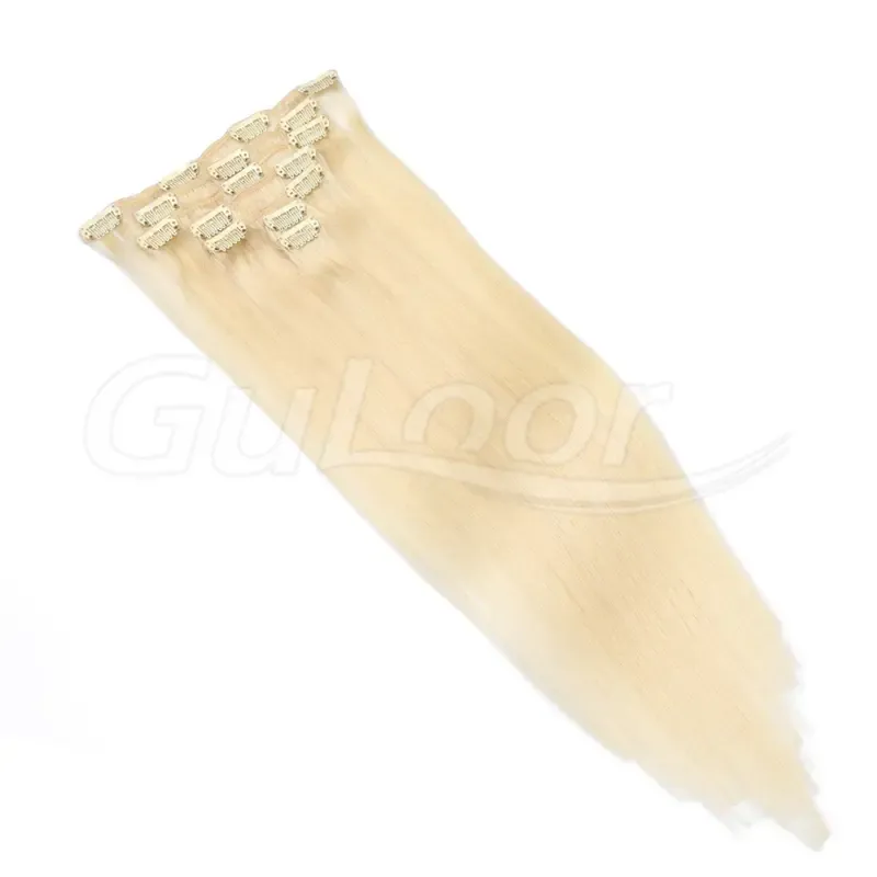 Clips Hair Wholesales 100% human Hair Extensions #60 Color