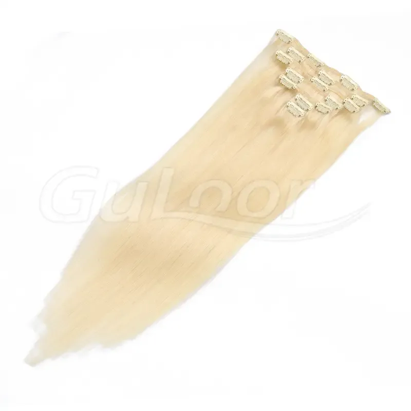 Clips Hair Wholesales 100% human Hair Extensions #60 Color