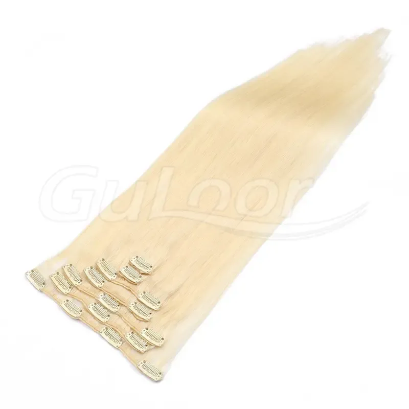 Clips Hair Wholesales 100% human Hair Extensions #60 Color