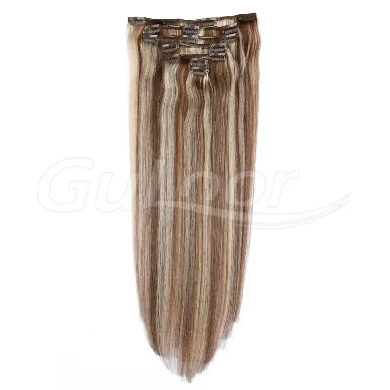 Clips Hair Wholesales 100% human Hair Extensions #4/613 Color