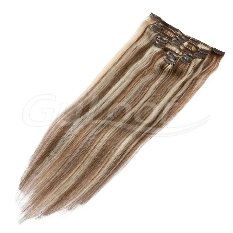 Clips Hair Wholesales 100% human Hair Extensions #4/613 Color