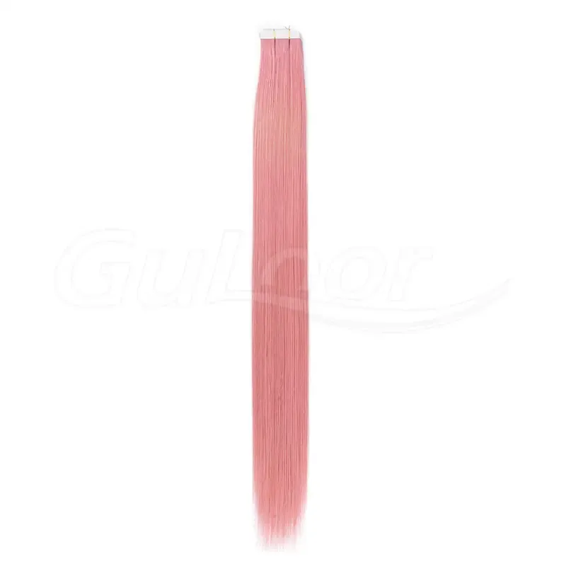 Tape In Hair Extensions Wholesales 100% human Hair Extensions #pink Color