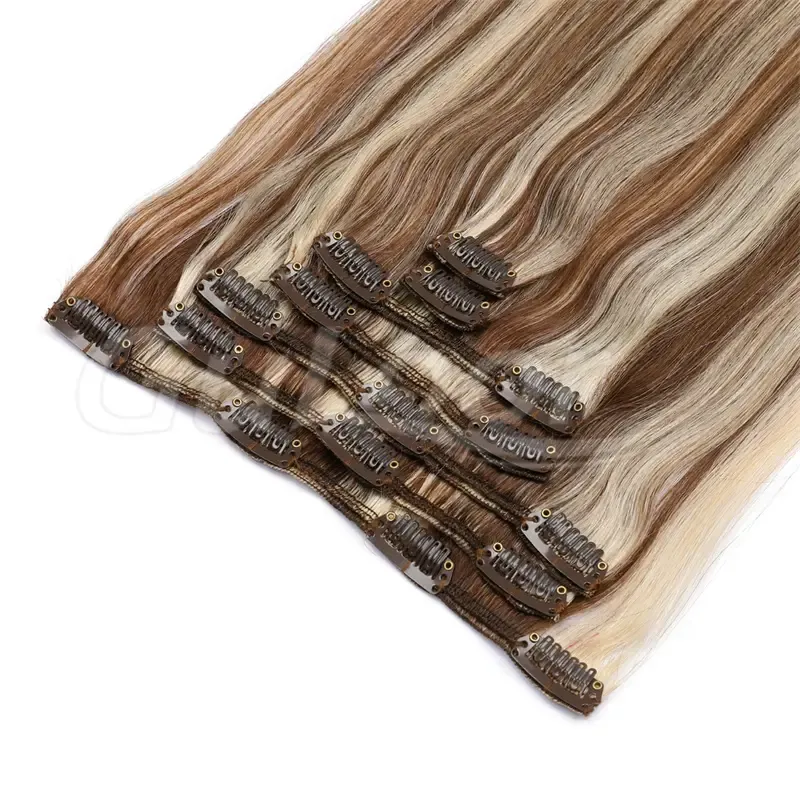 Clips Hair Wholesales 100% human Hair Extensions #4/613 Color
