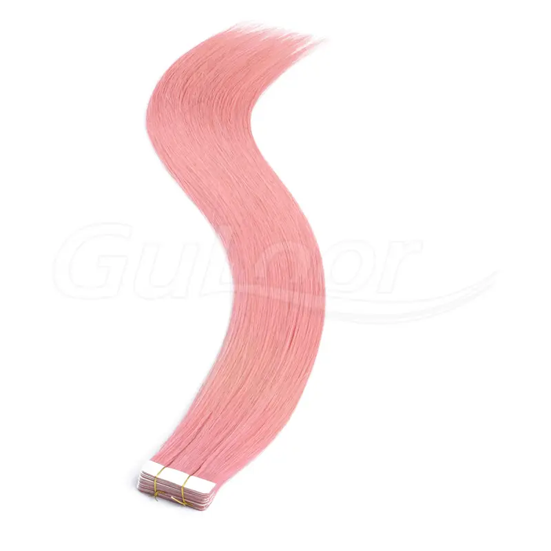 Tape In Hair Extensions Wholesales 100% human Hair Extensions #pink Color
