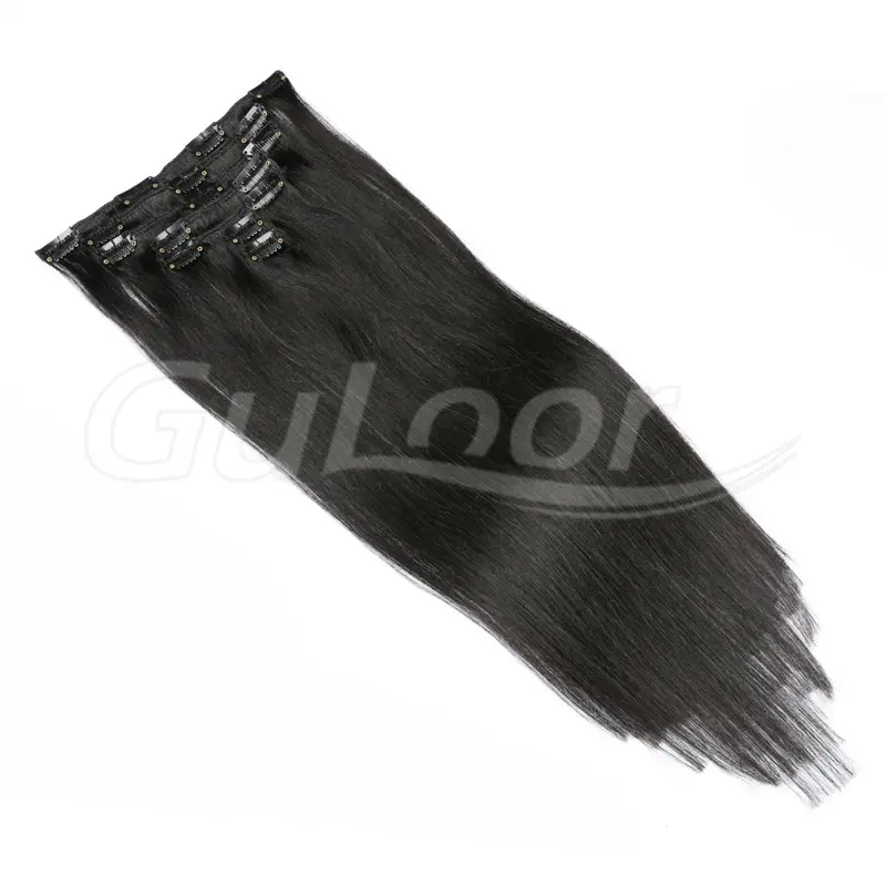Clips Hair Wholesales 100% human Hair Extensions Black Color