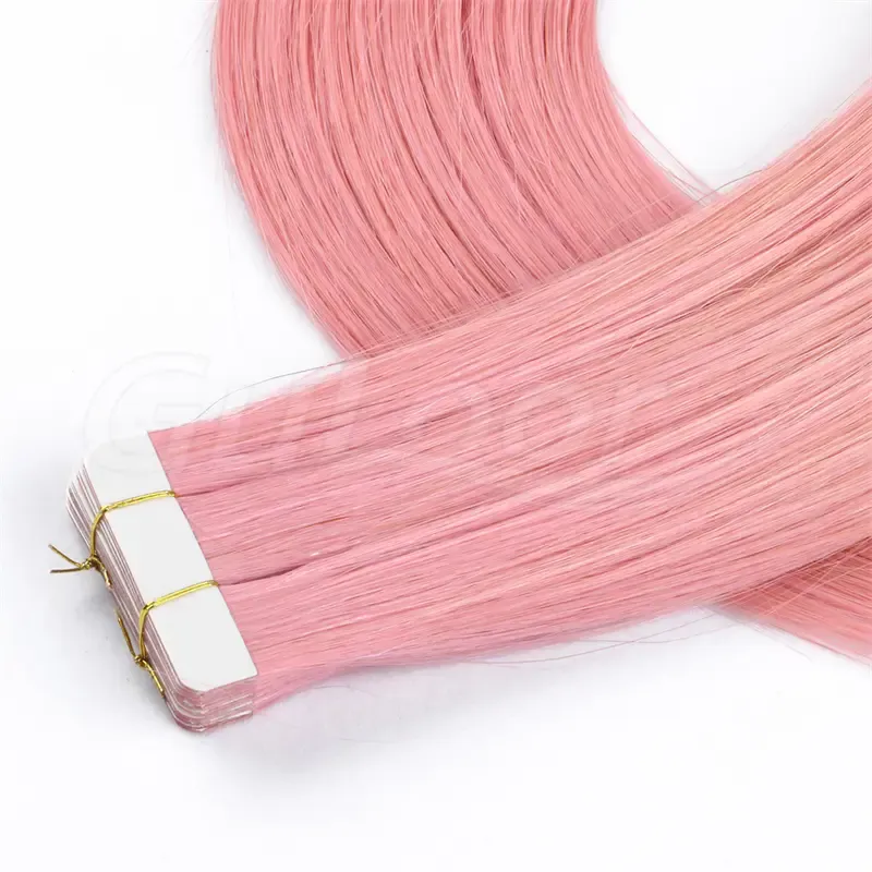 Tape In Hair Extensions Wholesales 100% human Hair Extensions #pink Color
