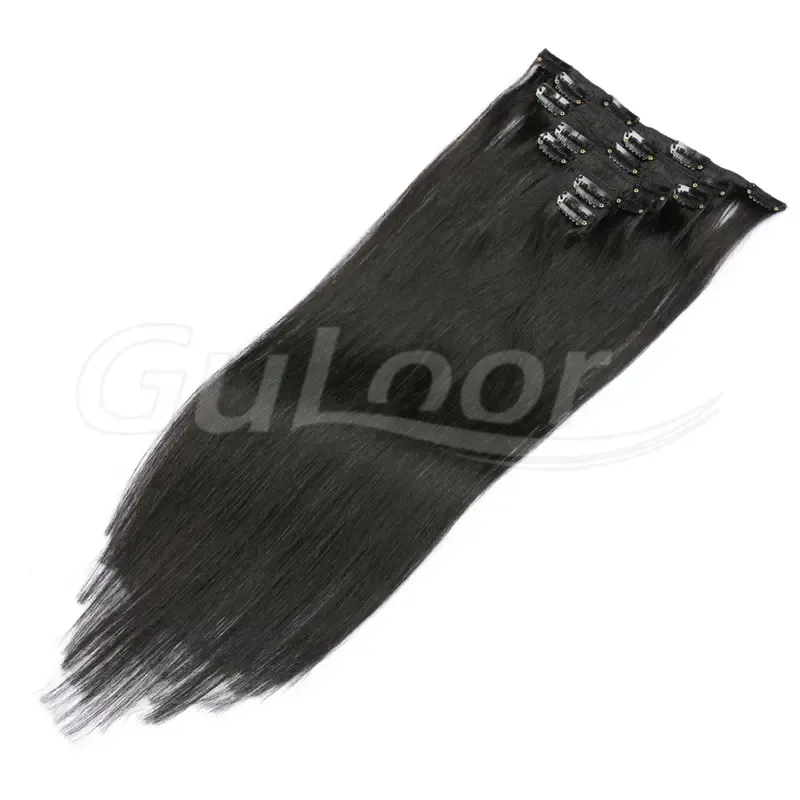 Clips Hair Wholesales 100% human Hair Extensions Black Color