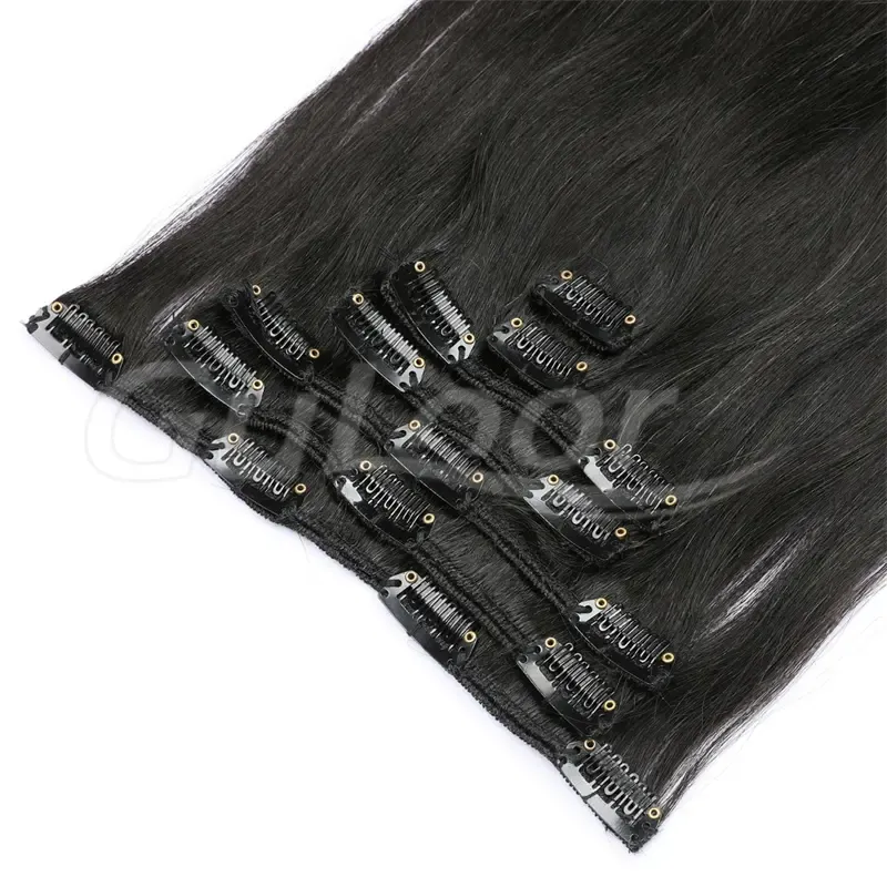 Clips Hair Wholesales 100% human Hair Extensions Black Color
