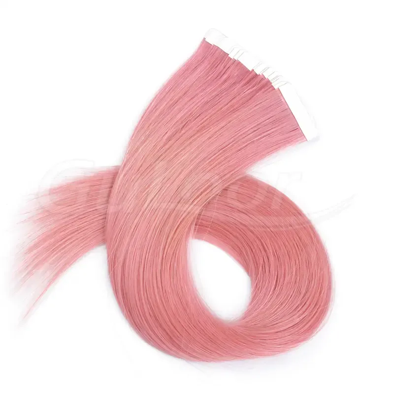 Tape In Hair Extensions Wholesales 100% human Hair Extensions #pink Color