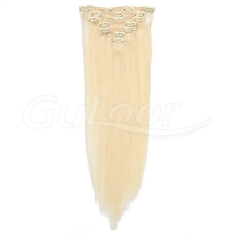 Clips Hair Wholesales 100% human Hair Extensions #60 Color